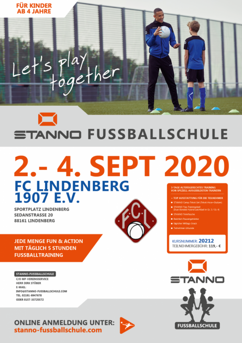 STANNO Fußballcamp beim FC Lindenberg vom 02. - 04.09.2020